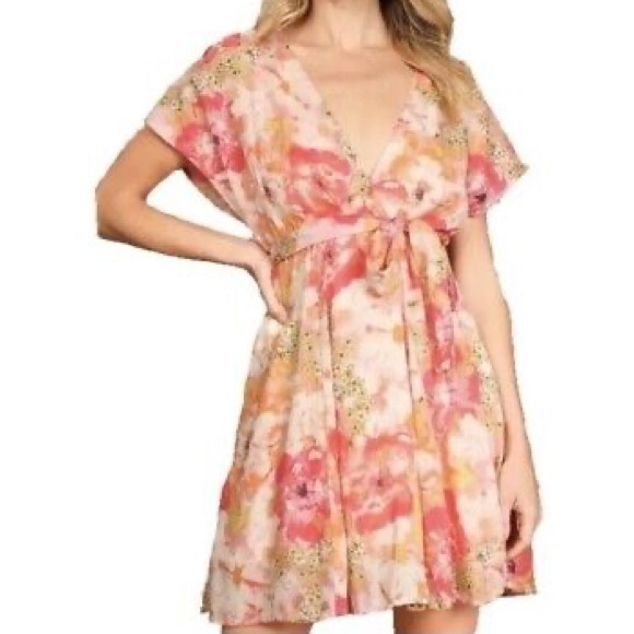 Free people Freddy tie floral mini dress large - Picture 10 of 10